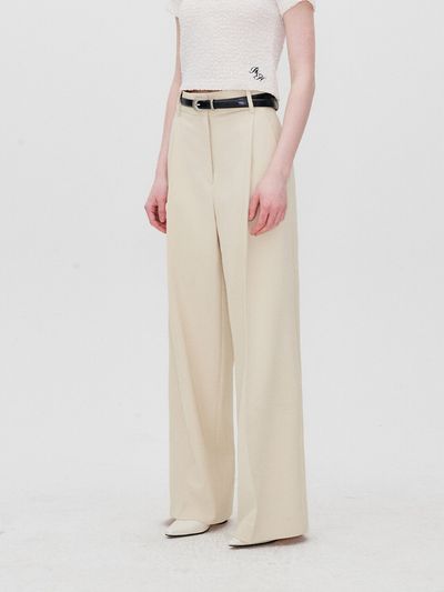 RE RHEE Pleated Wide-Leg Trousers