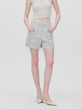 RE RHEE Pocket-Detail Tweed Shorts