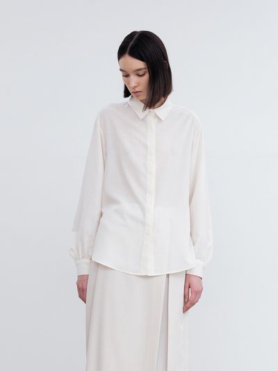 RE RHEE Puff Sleeves Linen Blend Shirt