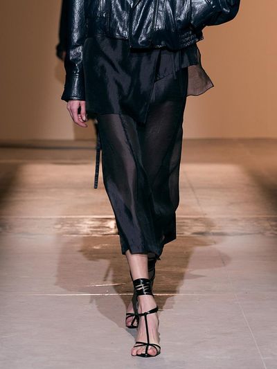 RE RHEE SHEER CUPRO MAXI SKIRT [MIDNIGHT NAVY]