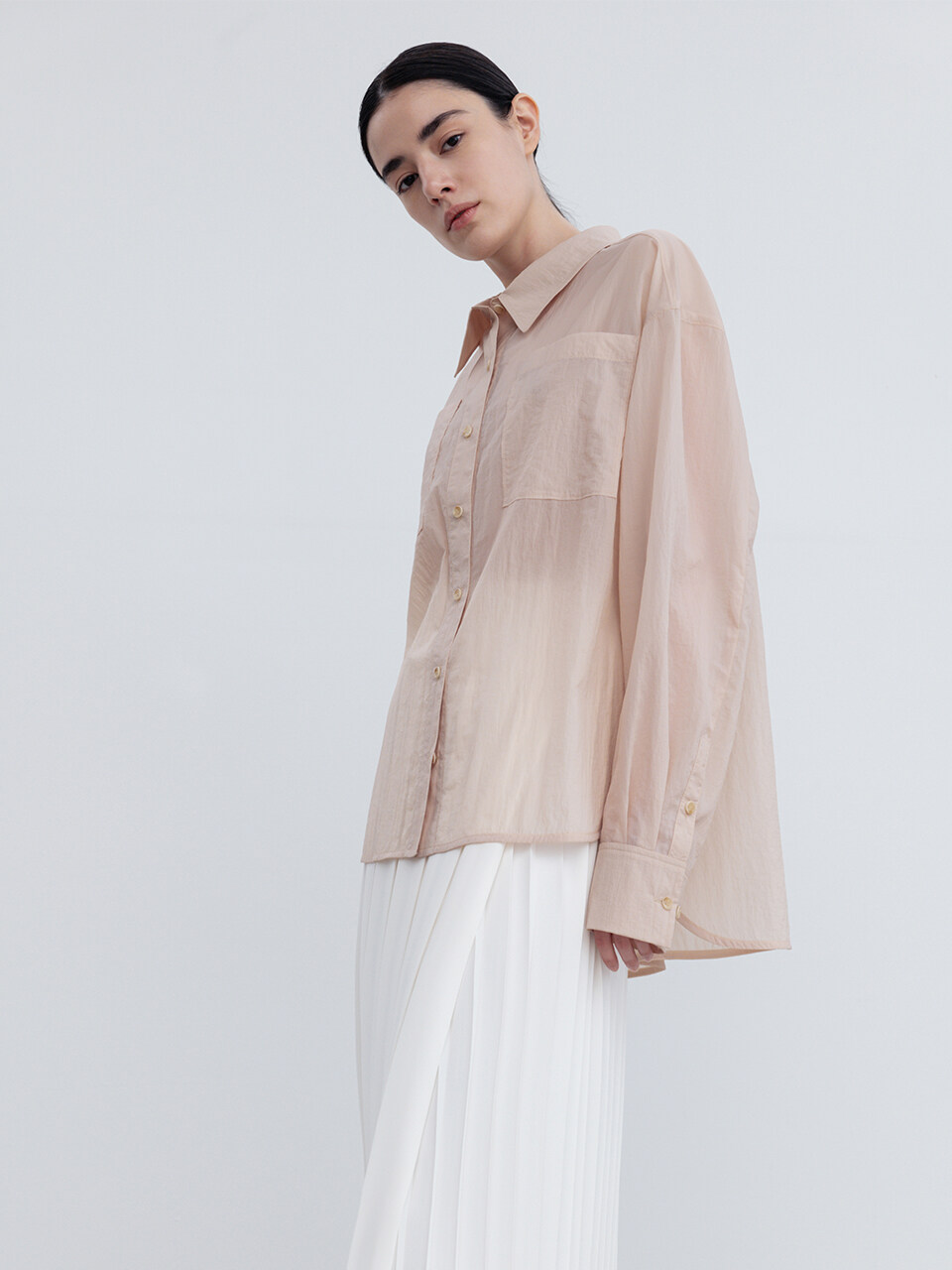 RE RHEE Sheer Long Sleeves Shirt