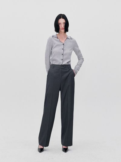 RE RHEE Silky Wide Leg Slacks Trousers