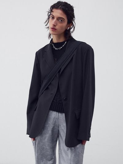 RE RHEE Single Breasted Button Closure Blazer - Black