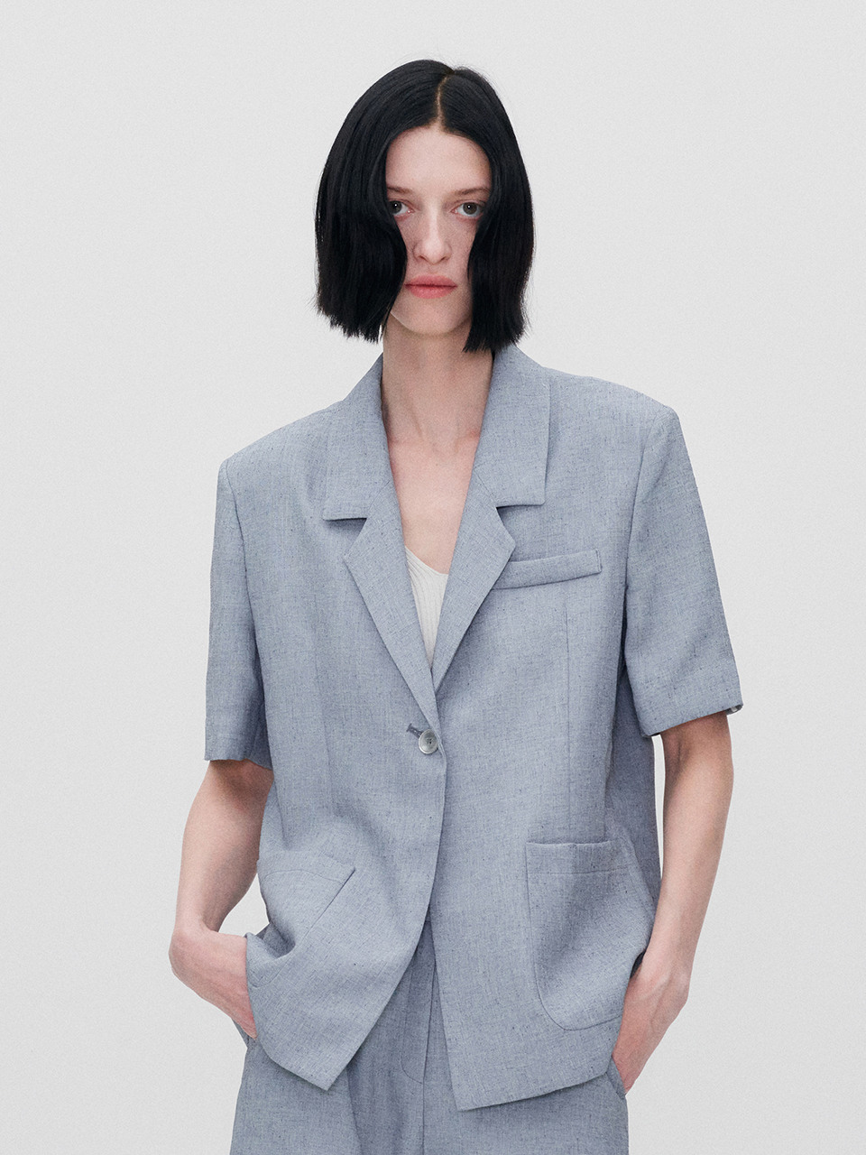 RE RHEE Single Breasted Half Sleeve Jacket_2 Colors