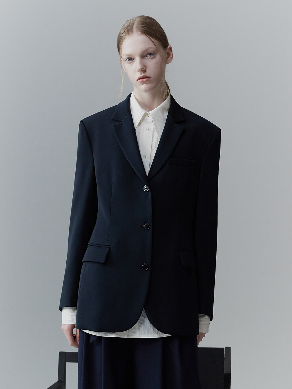 RE RHEE Single Breasted Jacket Navy