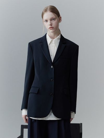 RE RHEE Single Breasted Jacket Navy