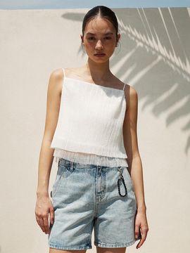 RE RHEE Square Neck Layered Top