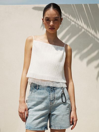 RE RHEE Square Neck Layered Top