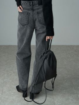 RE RHEE Straight Denim Pants - Stone Black