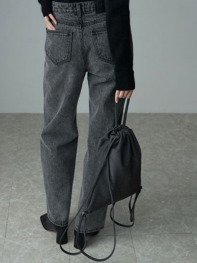 RE RHEE Straight Denim Pants - Stone Black