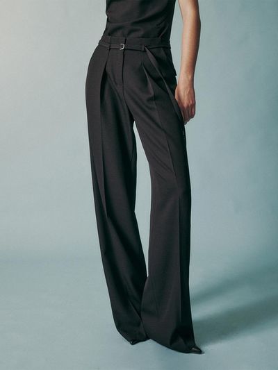 RE RHEE STRAIGHT LEG BELTED TROUSER BLACK