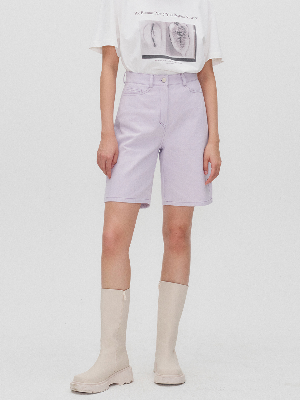 RE RHEE Straight Leg Denim Shorts