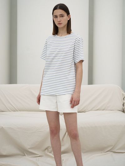 RE RHEE Striped Cotton Blend T-shirt