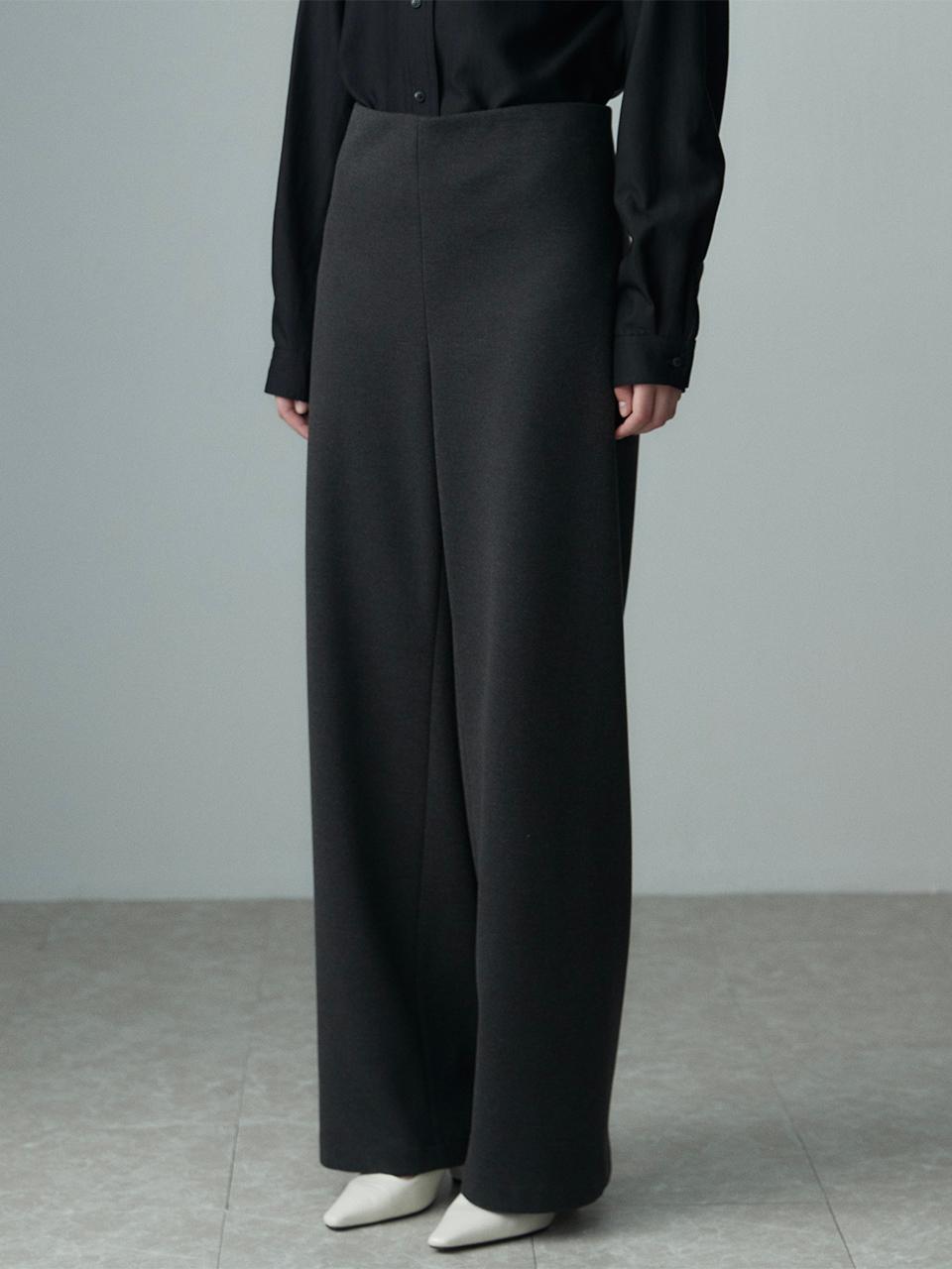 RE RHEE Twill Wide Leg Trousers - Dark Gray