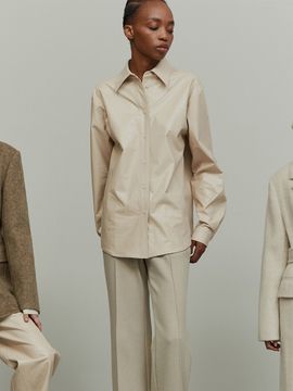 RE RHEE Vegan Leather Shirt (Beige)