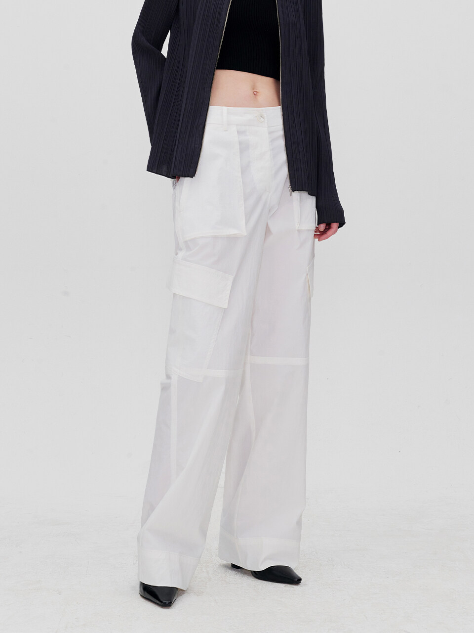 RE RHEE Wide Leg Cargo Pants _ White