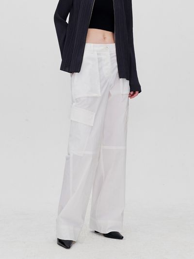 RE RHEE Wide Leg Cargo Pants _ White