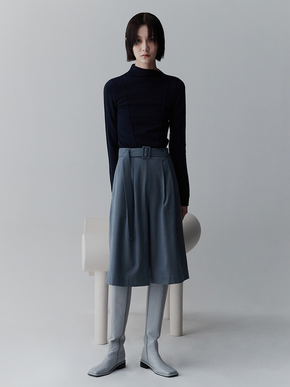 RE RHEE Wool Blend Bermuda Shorts (Blue)