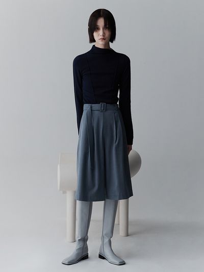 RE RHEE Wool Blend Bermuda Shorts (Blue)