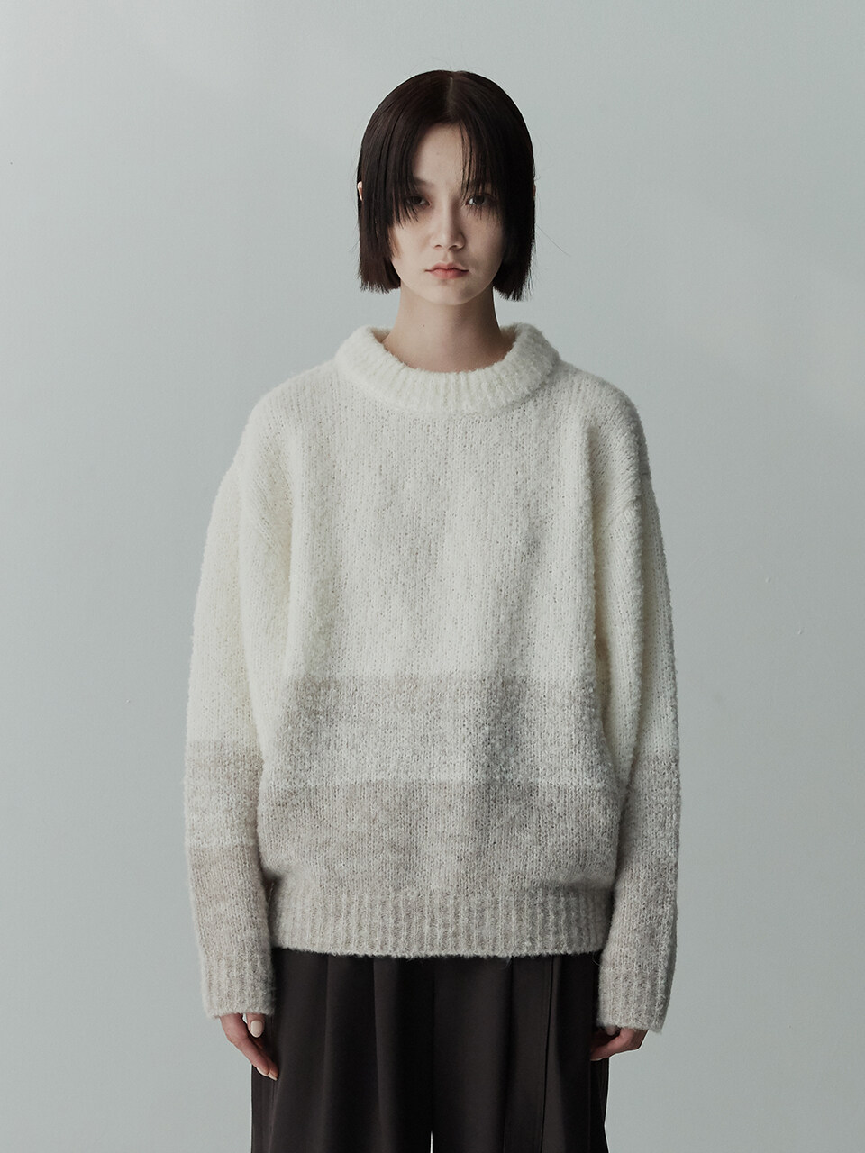 RE RHEE Wool Blend Gradation Knit Sweater Top