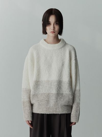 RE RHEE Wool Blend Gradation Knit Sweater Top