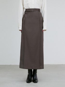 RE RHEE WOOL BLEND SEAMED MIDI SKIRT