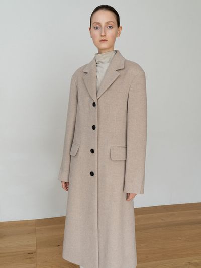 RE RHEE WOOL BLEND SINGLE BREASTED LONG COAT