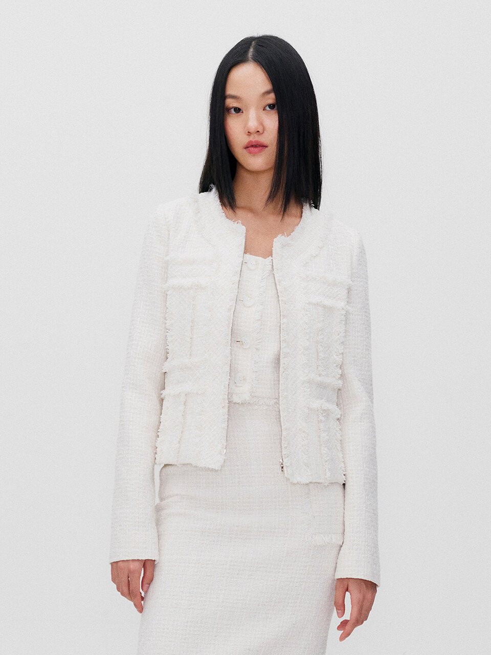 RE RHEE Zipped Tweed Jacket_2 Color
