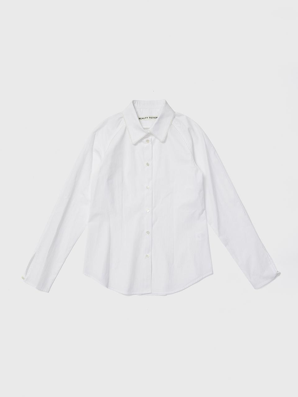 REALITY FICTION Curvy Line Voluminous Shoulder Shirt [Beige]