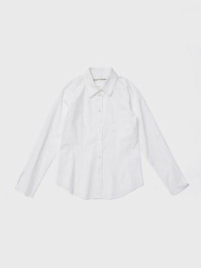 REALITY FICTION Curvy Line Voluminous Shoulder Shirt [Beige]