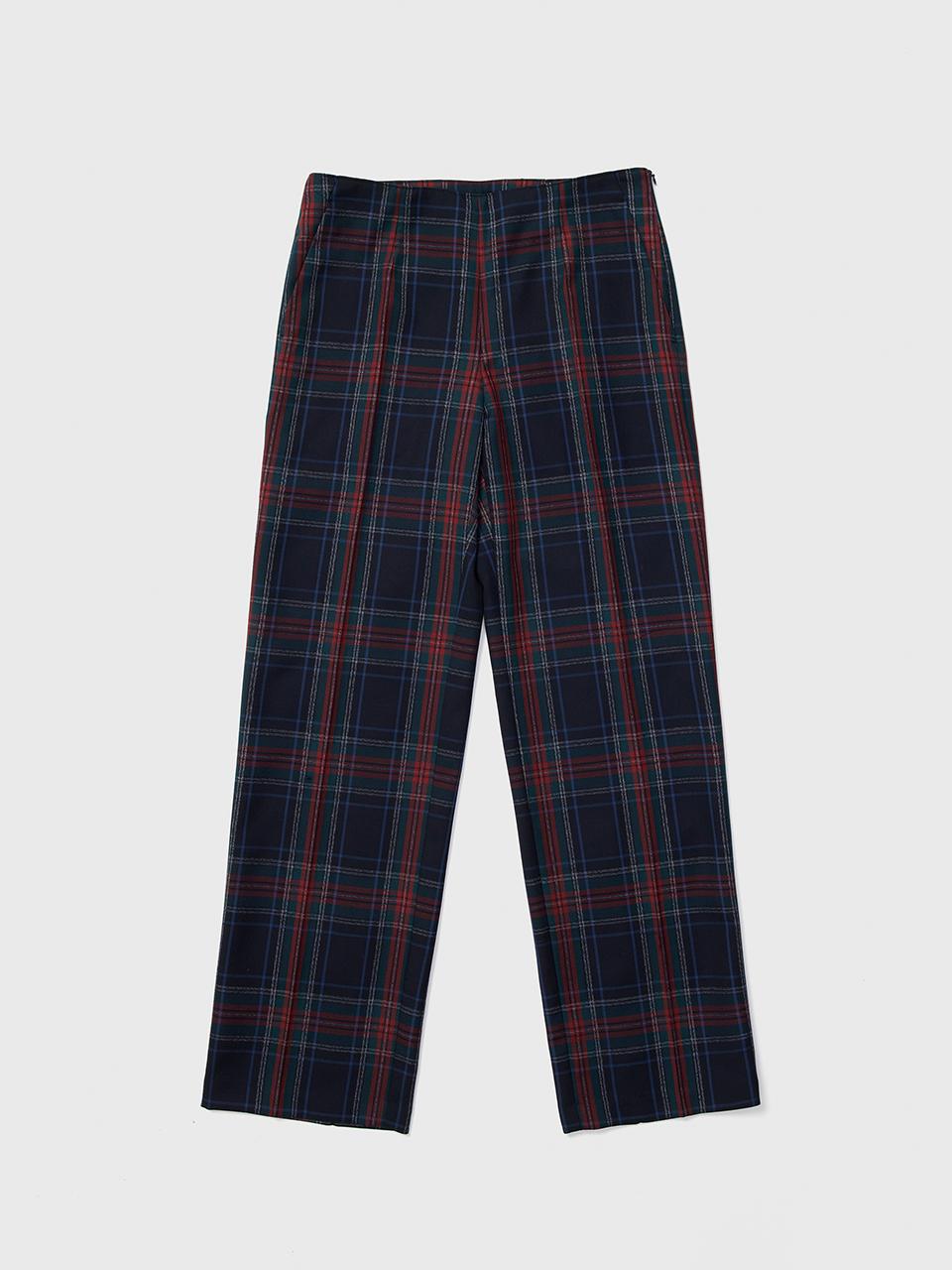 REALITY FICTION Low Waist Classic Pleated Pants [Navy Check]