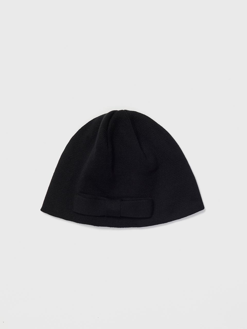 REALITY FICTION Soft Cotton Bow Beanie [Black]