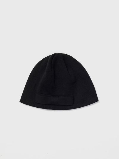 REALITY FICTION Soft Cotton Bow Beanie [Black]