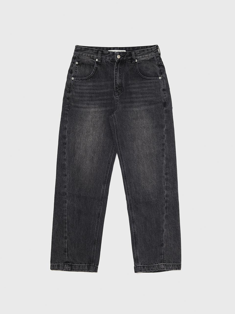REALITY FICTION Tapered Round Low-waist Denim Pants [Grey]