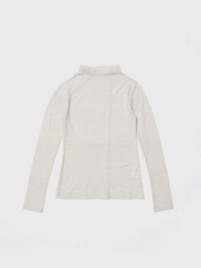REALITY FICTION Unbalanced Stitch Half-Turtleneck Premium Wool Tee [Light Grey]
