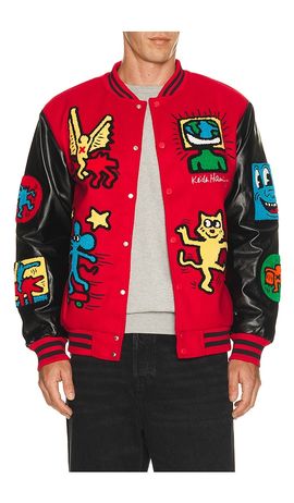 REASON REASON Keith Haring Varsity Jacket