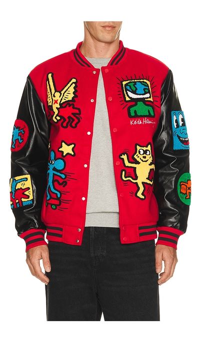 REASON REASON Keith Haring Varsity Jacket