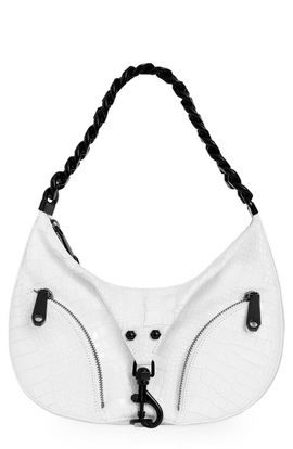 Rebecca Minkoff Rebecca Minkoff Julian Croissant Croc Embossed Leather Shoulder Bag