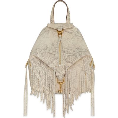 Rebecca Minkoff Rebecca Minkoff Mini Julian Snakeskin Print Fringe Convertible Backpack