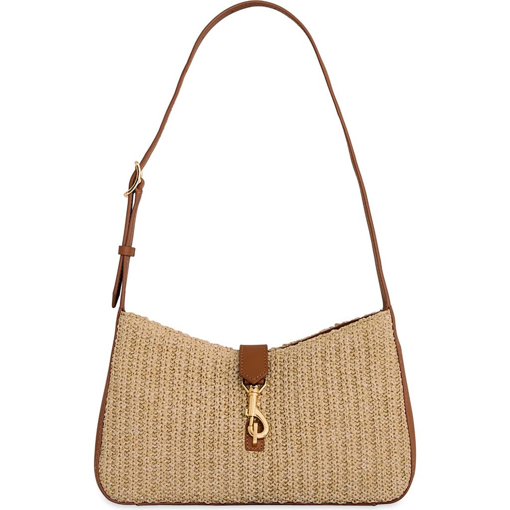 Rebecca Minkoff Rebecca Minkoff Small Megan Woven Straw & Leather Shoulder Bag