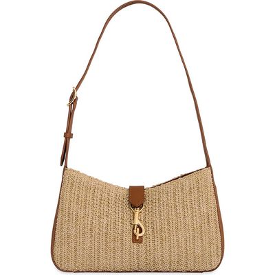 Rebecca Minkoff Rebecca Minkoff Small Megan Woven Straw & Leather Shoulder Bag