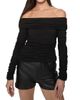 Rebecca Minkoff Women's Maria Ruched Stretch-Cotton Off-The-Shoulder Top - 2