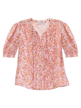 Rebecca Taylor Women's Bellamy Tieneck Floral Silk Blouse