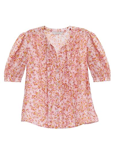 Rebecca Taylor Women's Bellamy Tieneck Floral Silk Blouse