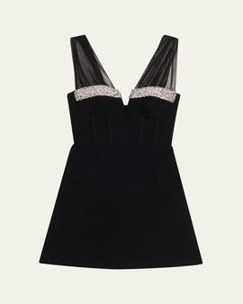 REBECCA VALLANCE Astros Crystal-Trim Crepe Mini Dress