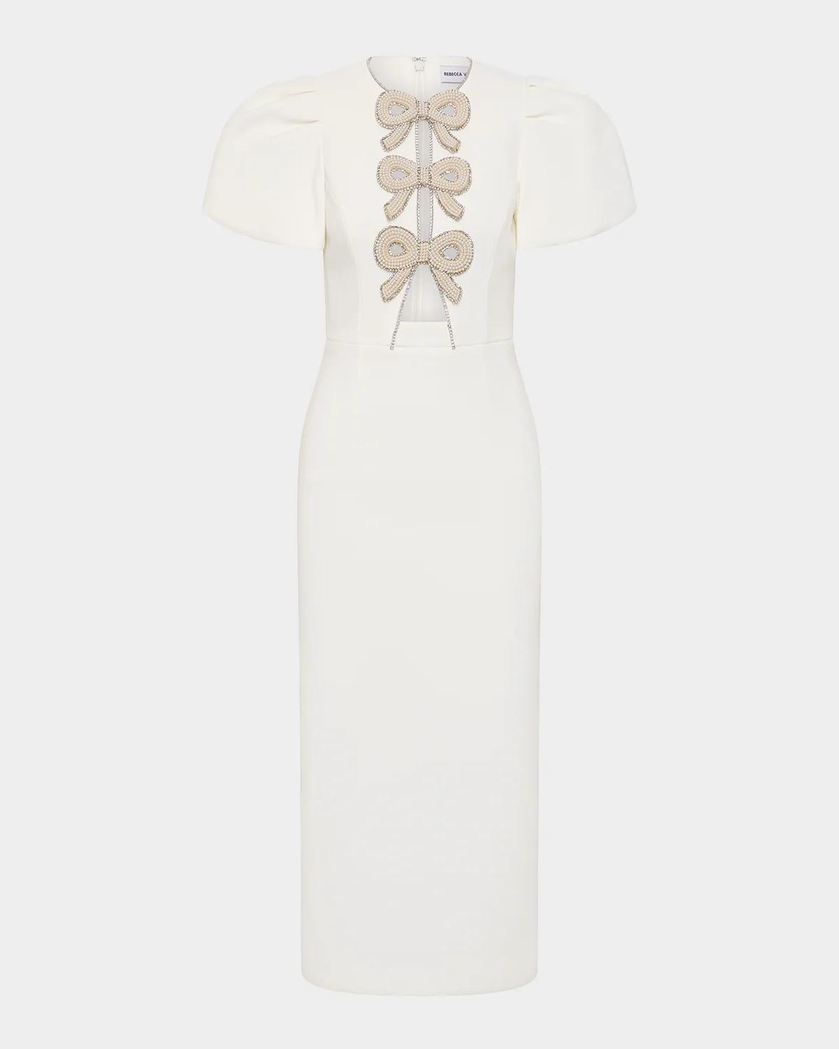 Rebecca Vallance Dreamer Cutout Bow-Front Crepe Midi Dress