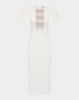 Rebecca Vallance Dreamer Cutout Bow-Front Crepe Midi Dress