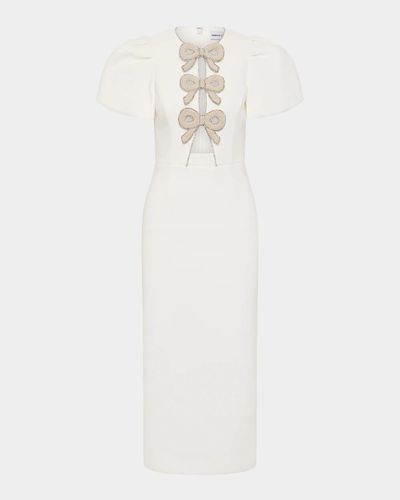 Rebecca Vallance Dreamer Cutout Bow-Front Crepe Midi Dress