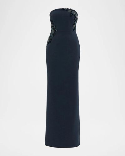 Rebecca Vallance Fresa Embellished-Trim Crepe Column Gown