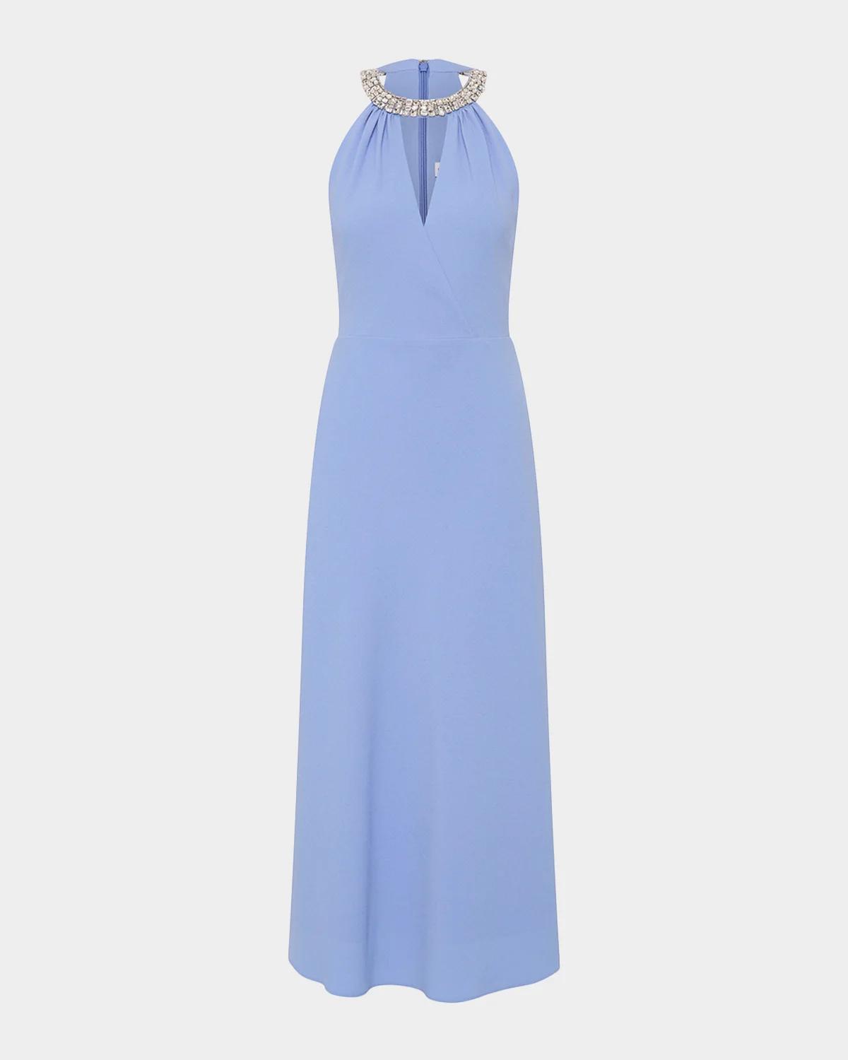 Rebecca Vallance Gimlet Diamante-Trim Halter Midi Dress